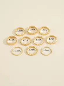 10入組愛心設計戒指 - 金黃色 - 查看 4