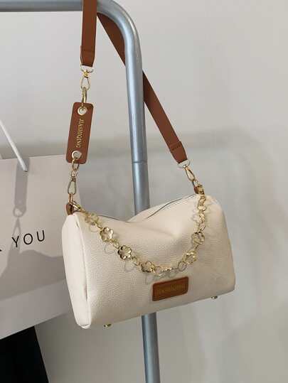 Geantă Boston cu lanț minimalist din piele artificială la modă, pentru femei, începători și muncitori cu guler alb, pentru cadouri pentru profesori, pentru doamnă, pentru femei, pentru afaceri/ navetă/ muncă/ birou, pentru festivaluri/ vacanță/ vacanță