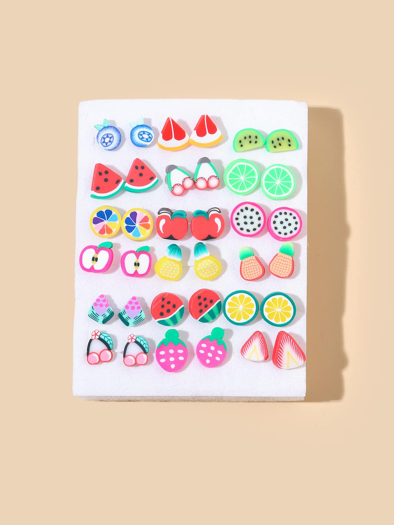 18pairs Random Fruit Stud Earrings - Multicolor - View 1