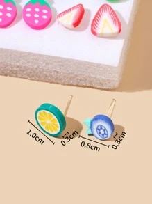 18pairs Random Fruit Stud Earrings - Multicolor - View 3