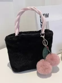 Niñas Bolso cubo mullido con accesorio de bolso - Negro - Ver 1