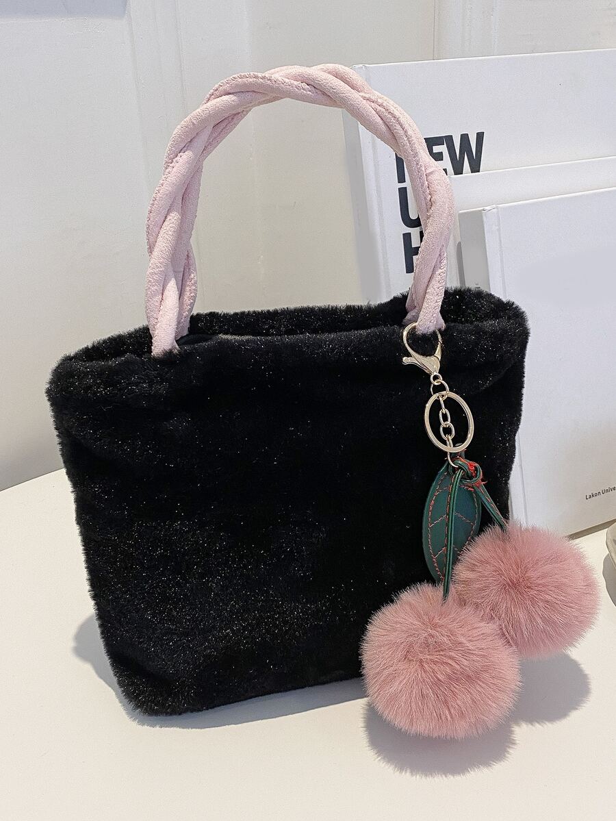 Niñas Bolso cubo mullido con accesorio de bolso - Negro - Ver 1