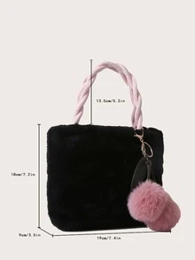 Niñas Bolso cubo mullido con accesorio de bolso - Negro - Ver 3
