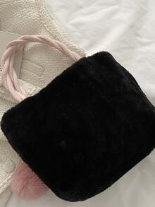 Niñas Bolso cubo mullido con accesorio de bolso - Negro - Ver 4