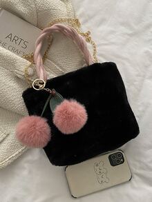 Niñas Bolso cubo mullido con accesorio de bolso - Negro - Ver 5