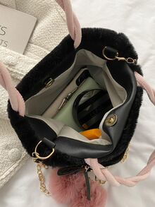 Niñas Bolso cubo mullido con accesorio de bolso - Negro - Ver 6