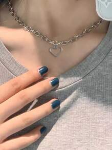 Collar con colgante en forma de corazón, regalo de San Valentín - Plateado - Ver 1