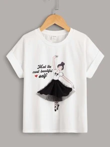 SHEIN Top slogan e con stampa figura arrotolato