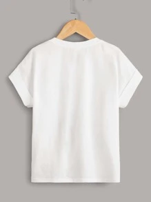 SHEIN Top slogan e con stampa figura arrotolato