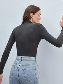 MOTF ECO RECYCLED POLYESTER MOCK NECK BODYSUIT - Dark Grey - View 3