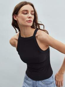 MOTF ECO RECYCLED POLYESTER RIBBED TANK TOP - Black - View 3