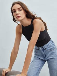 MOTF ECO RECYCLED POLYESTER RIBBED TANK TOP - Black - View 4