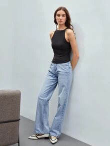 MOTF ECO RECYCLED POLYESTER RIBBED TANK TOP - Black - View 7