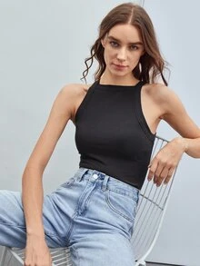 MOTF ECO RECYCLED POLYESTER RIBBED TANK TOP - Black - View 8