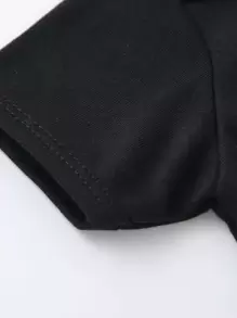 SHEIN 寶寶女孩1入組字母圖形連身衣 - 黑色 - 查看 5