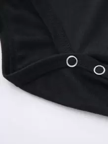 SHEIN 寶寶女孩1入組字母圖形連身衣 - 黑色 - 查看 4