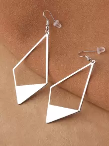 1 par de pendientes de mujer con diseño geométrico hueco en forma de diamante, de color blanco K