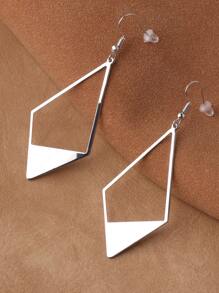 1 par de pendientes de mujer con diseño geométrico hueco en forma de diamante, de color blanco K