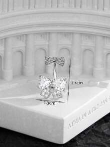 方晶锆石蝴蝶结肚脐环 不锈钢时尚朋克完美穿孔 适合女性身体首饰礼物 情人节、妈妈、母亲、母亲节、礼物