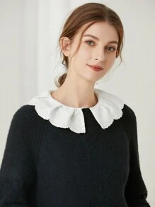 1 Miếng Của phụ nữ Retro Xoăn Sóng Thêu Tròn Vòng cổ Cổ áo sơ mi Có thể tháo rời Cổ áo giả , Thích hợp Cho mùa xuân Đi dạo , Khuôn viên đại học Thu thập Trang phục - trắng - Xem 1