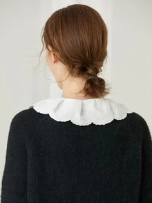 1 Miếng Của phụ nữ Retro Xoăn Sóng Thêu Tròn Vòng cổ Cổ áo sơ mi Có thể tháo rời Cổ áo giả , Thích hợp Cho mùa xuân Đi dạo , Khuôn viên đại học Thu thập Trang phục - trắng - Xem 5