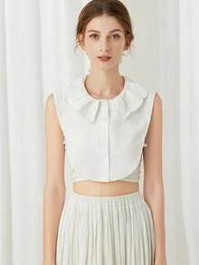 1 Miếng Của phụ nữ Retro Xoăn Sóng Thêu Tròn Vòng cổ Cổ áo sơ mi Có thể tháo rời Cổ áo giả , Thích hợp Cho mùa xuân Đi dạo , Khuôn viên đại học Thu thập Trang phục - trắng - Xem 6