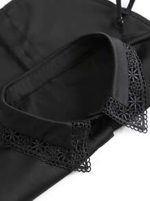 鏤空花細節假領子 - 黑色 - 查看 2