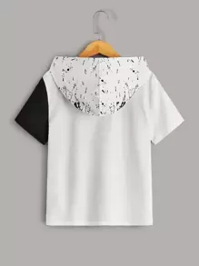 SHEIN Tween Boy Letter Graphic Splash Print Hooded Tee