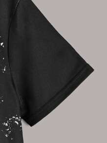 SHEIN Tween Boy Letter Graphic Splash Print Hooded Tee