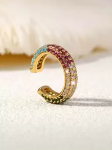 Nooxian 方晶鋯石裝飾耳夾 - 金黃色 - 查看 2