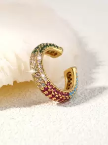 Nooxian 方晶鋯石裝飾耳夾 - 金黃色 - 查看 3