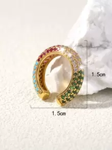 Nooxian 方晶鋯石裝飾耳夾 - 金黃色 - 查看 5