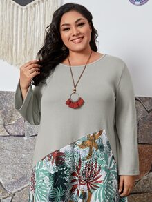 Vestido con estampado de leopardo y hoja - Multicolor - Ver 5