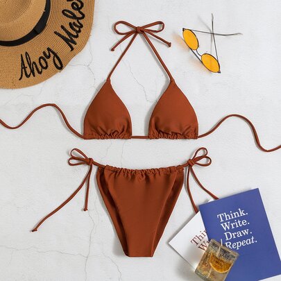 Halter Triangle Tie Side Bikini Swimsuit