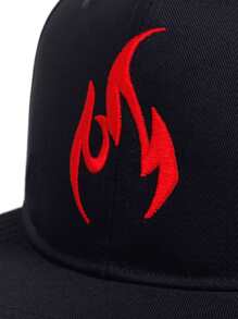 Gorra de béisbol para hombre con bordado de fuego para uso diario y callejero al aire libre - Negro - Ver 3