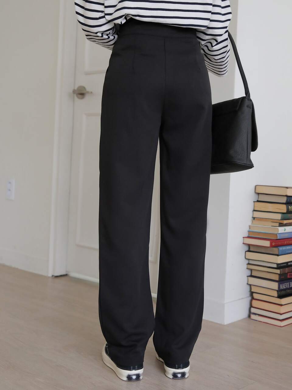 High Waist Plicated Detail Straight Leg Pants,Women Dress Pants Business Attire
