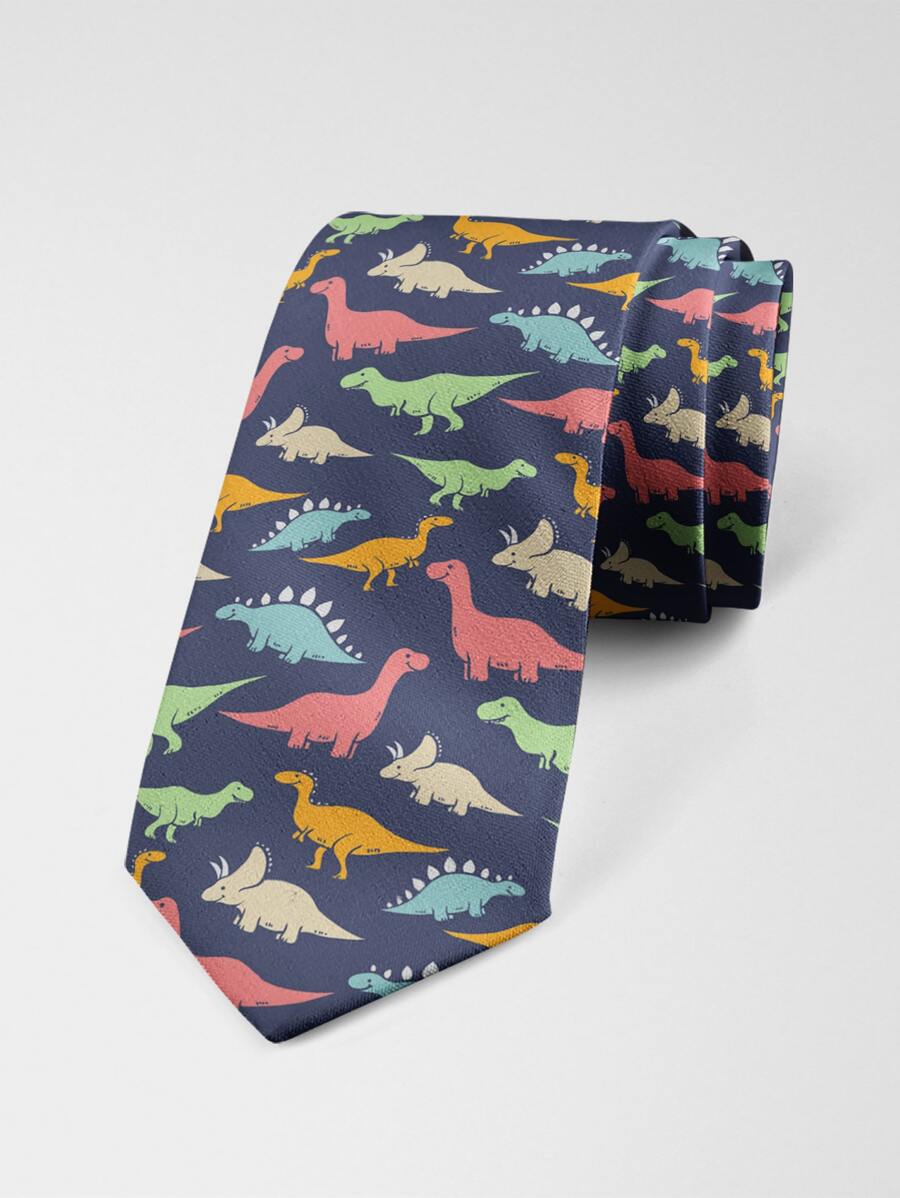 1 件男士卡通图案领带，送礼佳品，休闲之选 - 彩色 - 查看 1