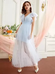 SHEIN Belle 蝴蝶袖網紗洋裝