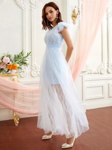 SHEIN Belle 蝴蝶袖網紗洋裝