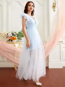 SHEIN Belle 蝴蝶袖網紗洋裝