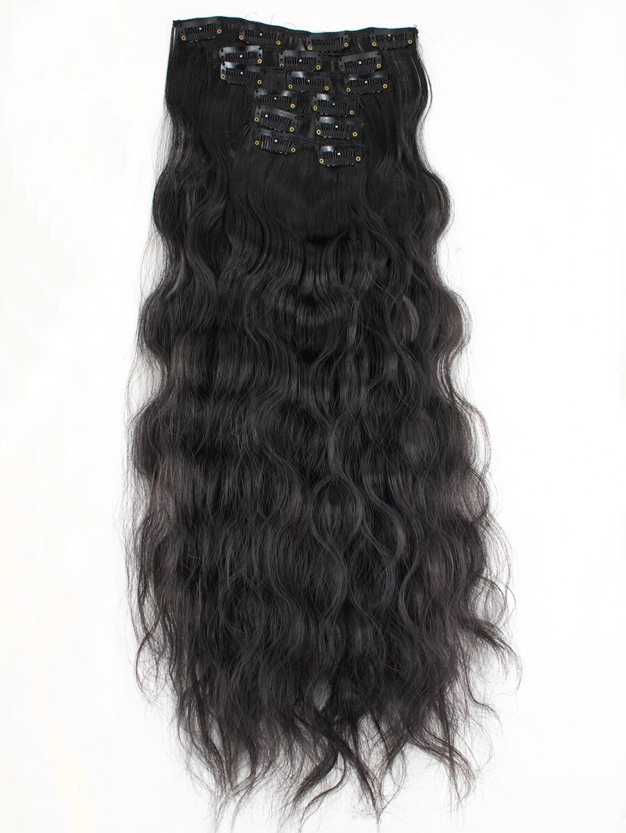 Kẹp tóc xoăn màu kem 22 inch nhiều màu kèm 16 kẹp tóc giả 6 mảnh - màu đen - Xem 1