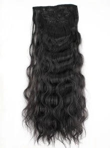 Kẹp tóc xoăn màu kem 22 inch nhiều màu kèm 16 kẹp tóc giả 6 mảnh - màu đen - Xem 2