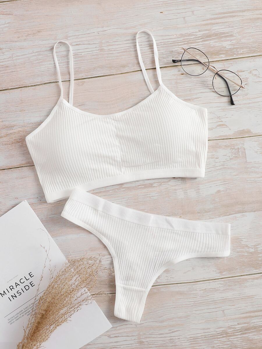 bộ đồ lót trơn màu - trắng - Xem 1