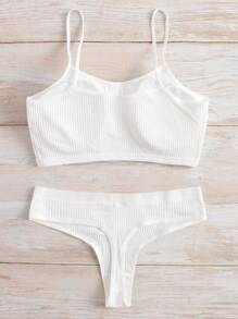 bộ đồ lót trơn màu - trắng - Xem 2