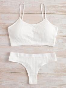 bộ đồ lót trơn màu - trắng - Xem 5