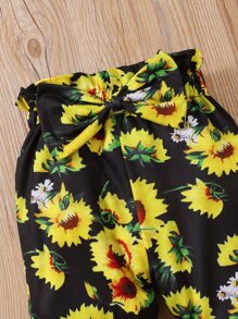 Đứa bé gái Đồ họa Khẩu hiệu Áo liền quần chặt & In hoa Quần & Băng đô đầu - Nhiều màu - Xem 3