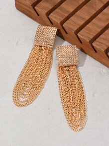 水鑽裝飾耳墜 - 金黃色 - 查看 2