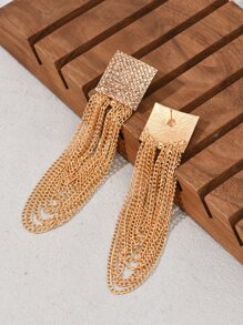 水鑽裝飾耳墜 - 金黃色 - 查看 3