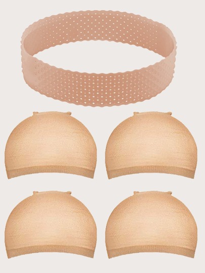 1 pieza antideslizante Peluca Diadema & 4 piezas Gorro de peluca