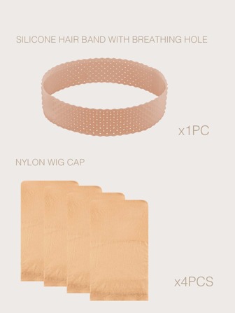 1 pieza antideslizante Peluca Diadema & 4 piezas Gorro de peluca